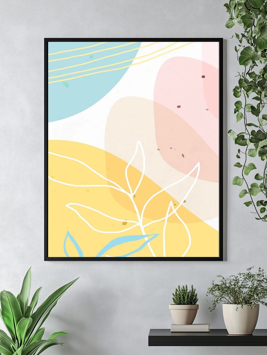 Abstract pastel Memphis patterned background. — room view 4