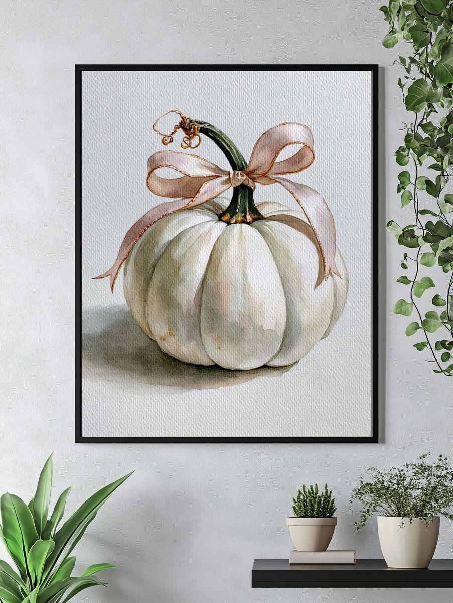 White Pumpkin Watercolor Print. — room view 4