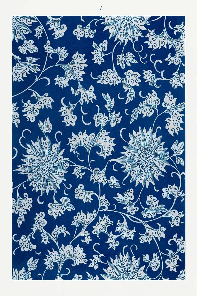 Blue flower pattern, Examples Chinese. poster detail