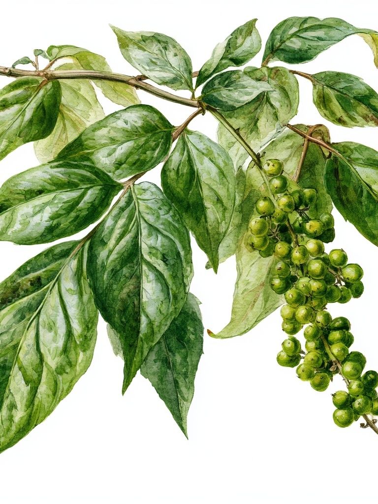 Green Pepper Vine Botanical Print. poster detail