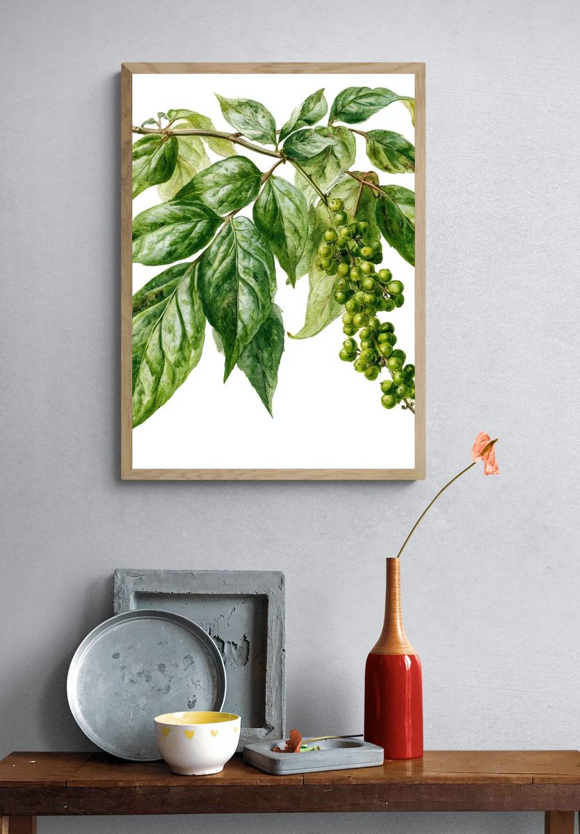 Green Pepper Vine Botanical Print. — room view 3