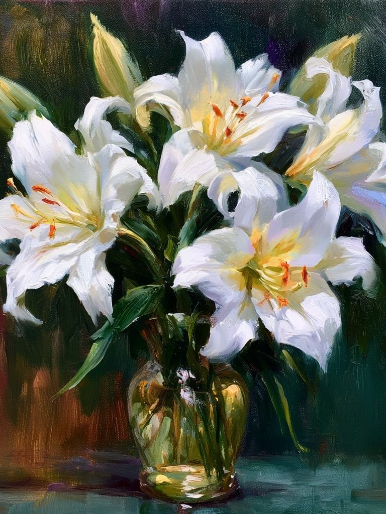White Lilies Still Life Poster. poster detail