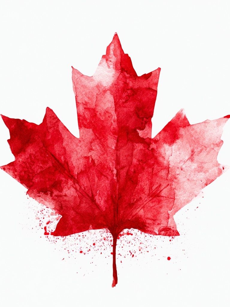Red Maple Leaf Watercolor Print. poster detail