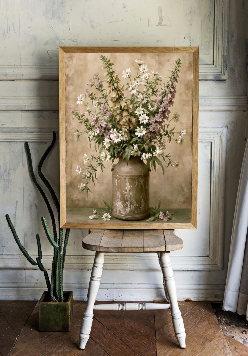Wildflower Vase Botanical Print. room preview