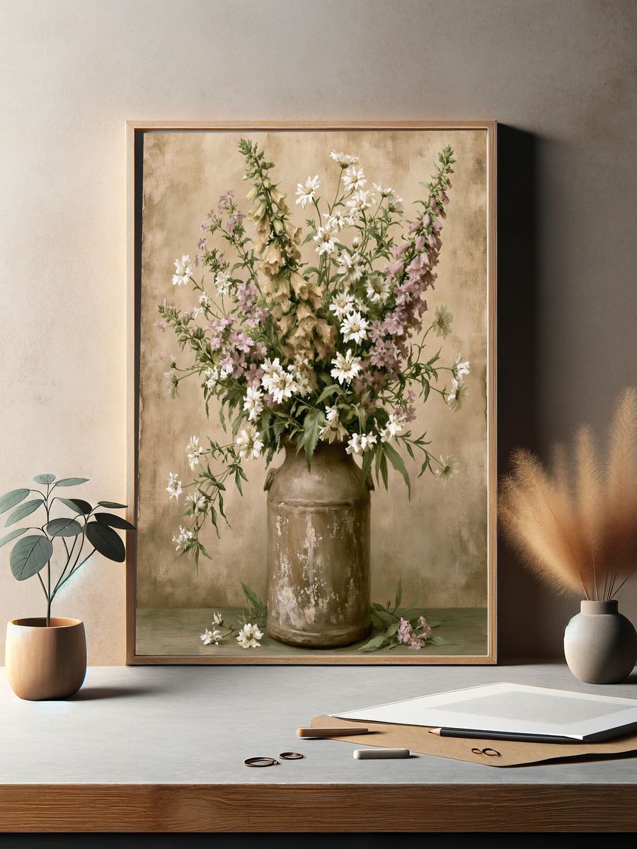 Wildflower Vase Botanical Print. — room view 2