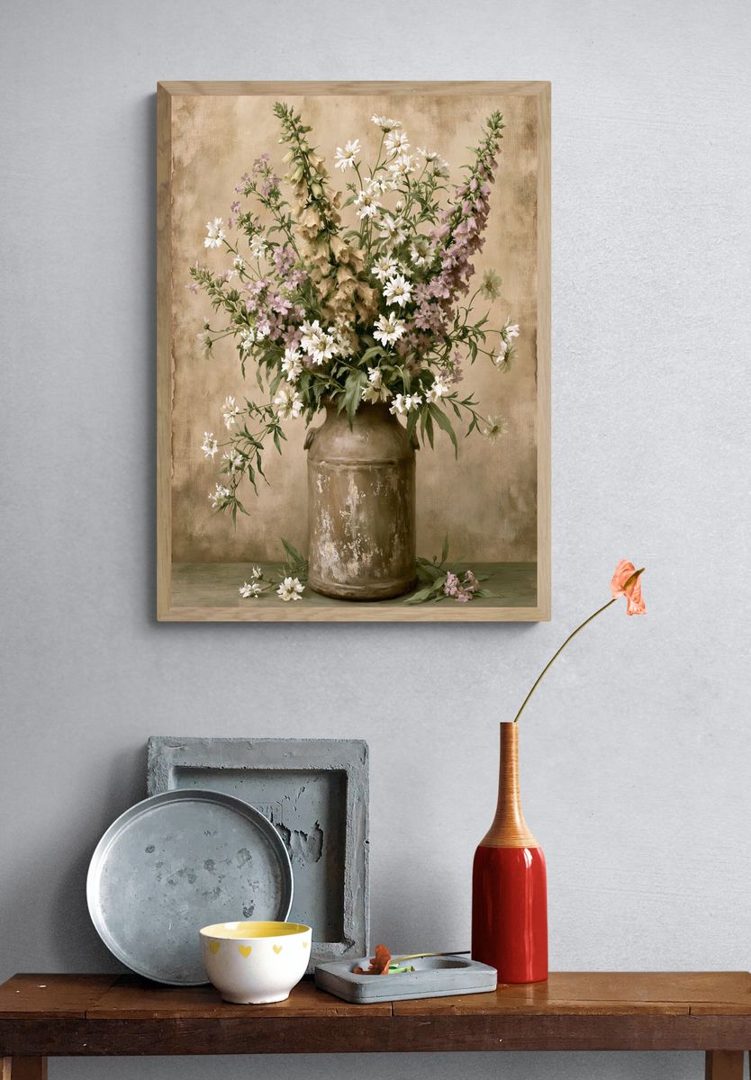 Wildflower Vase Botanical Print. — room view 3