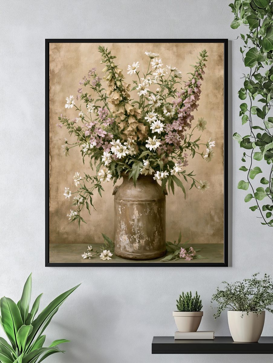 Wildflower Vase Botanical Print. — room view 4
