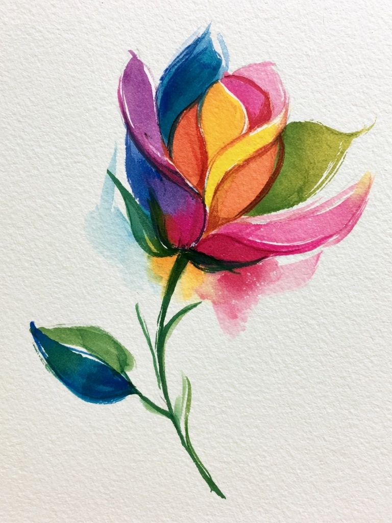 Rainbow Watercolor Flower Poster. poster detail