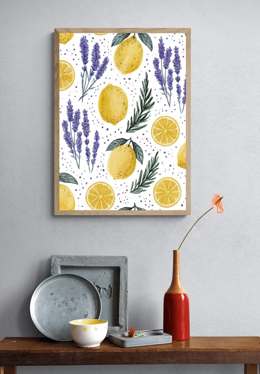 Lemon Lavender Botanical Poster. — room view 3