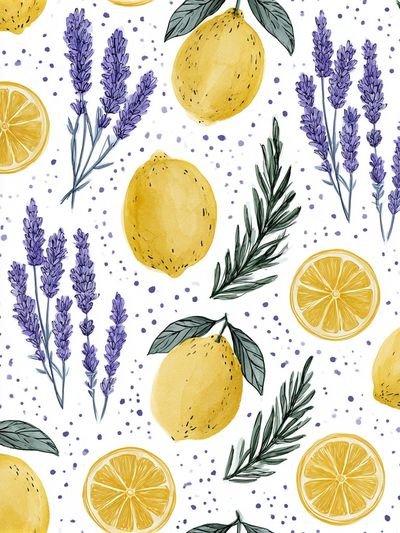 Lemon Lavender Botanical Poster.