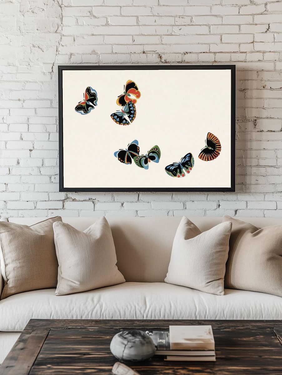 Japanese woodblock butterfly. room preview