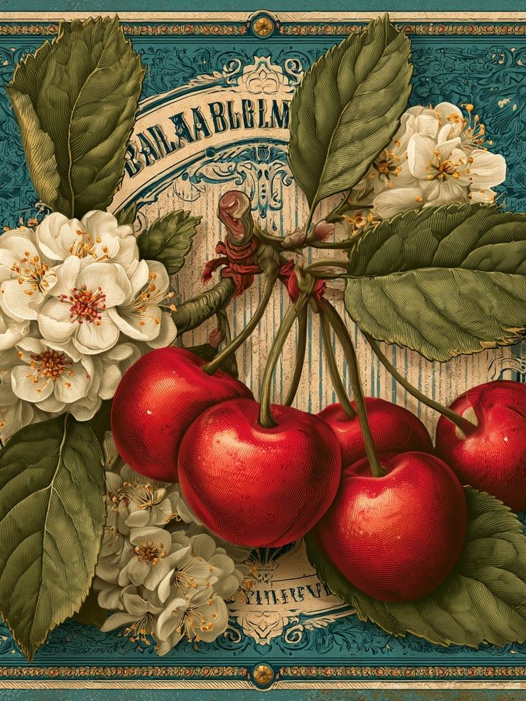 Cherry Blossom Vintage Poster. poster — botanical art