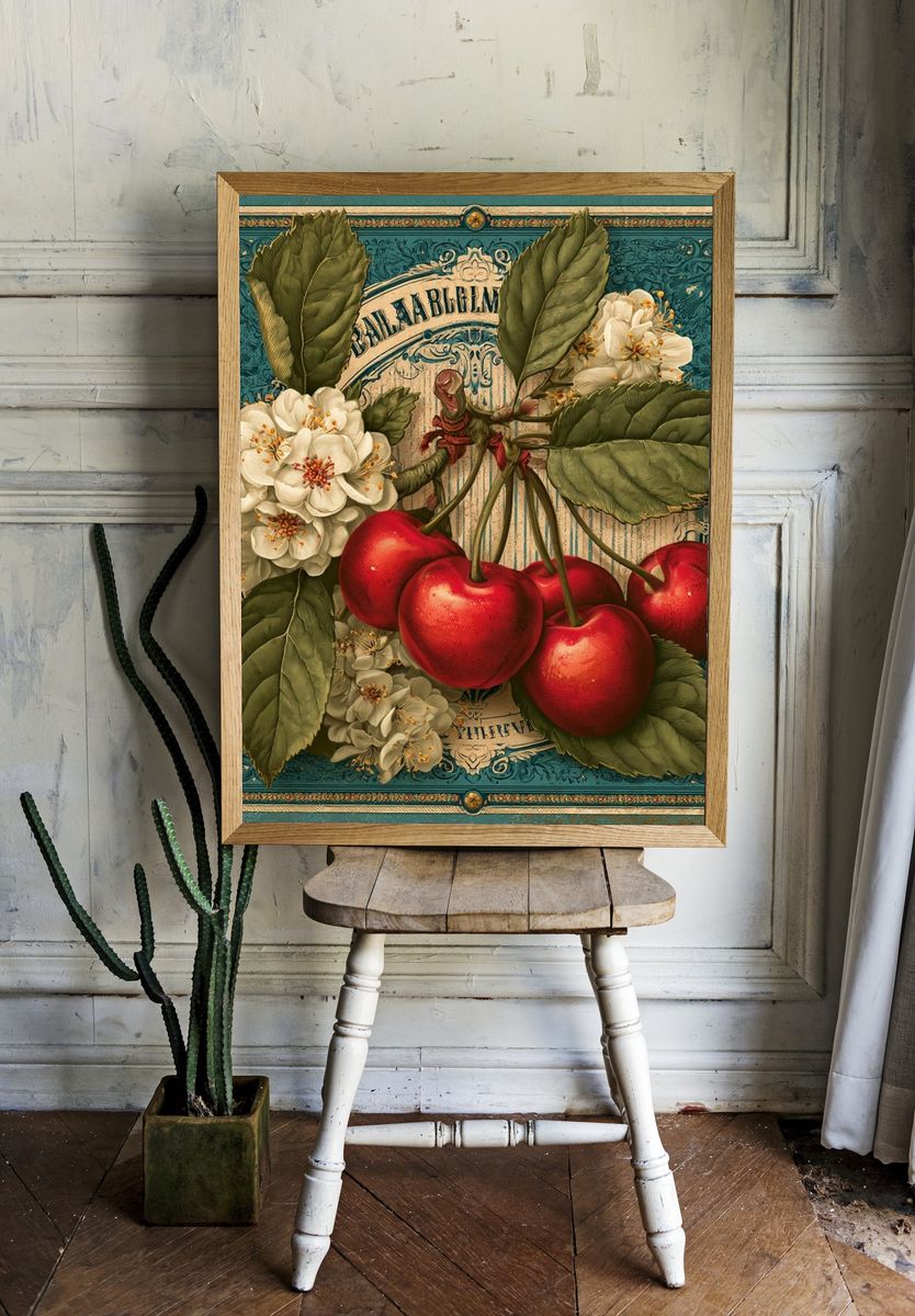 Cherry Blossom Vintage Poster. room preview