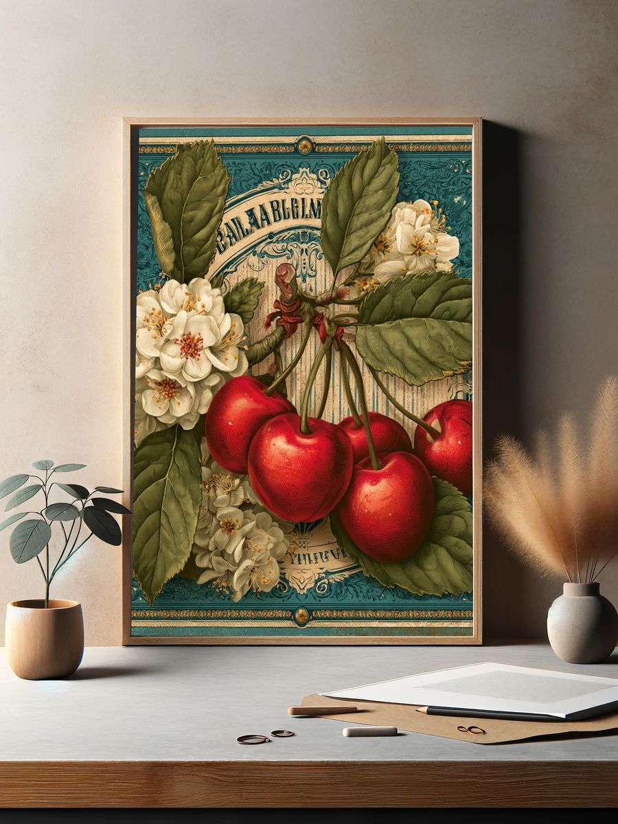Cherry Blossom Vintage Poster. — room view 2
