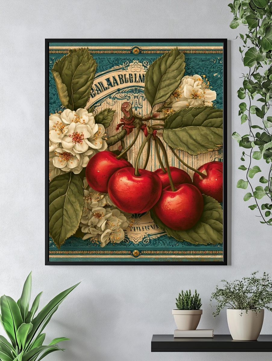 Cherry Blossom Vintage Poster. — room view 4
