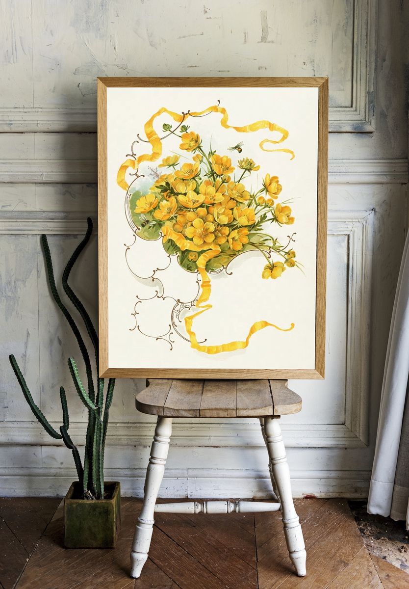 Buttercups (1861–1897), vintage flower illustration. — room view 1