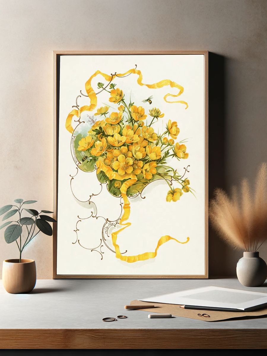 Buttercups (1861–1897), vintage flower illustration. — room view 2