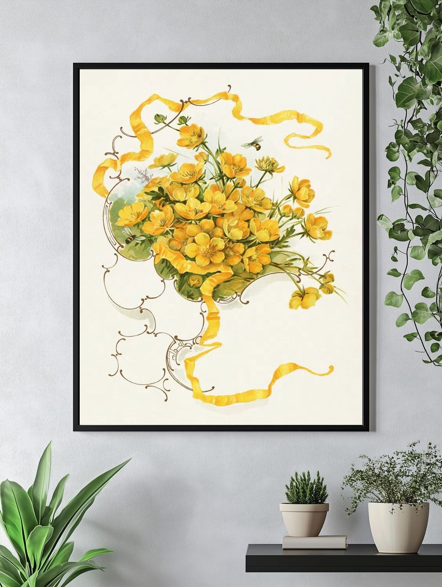 Buttercups (1861–1897), vintage flower illustration. — room view 4