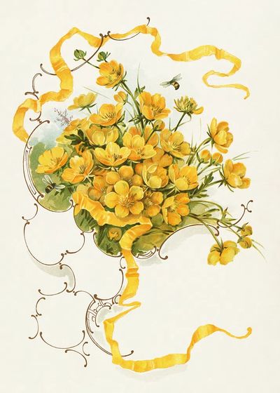 Buttercups (1861–1897), vintage flower illustration. poster print