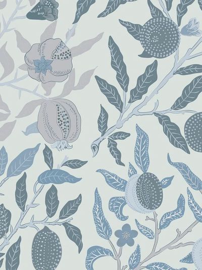 Blue Botanical Pattern Print. poster print