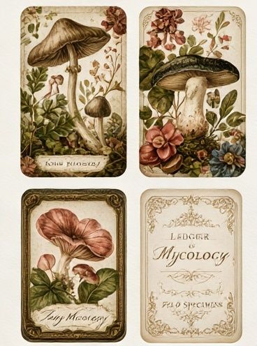 Vintage Mushroom Mycology Poster. poster — botanical art