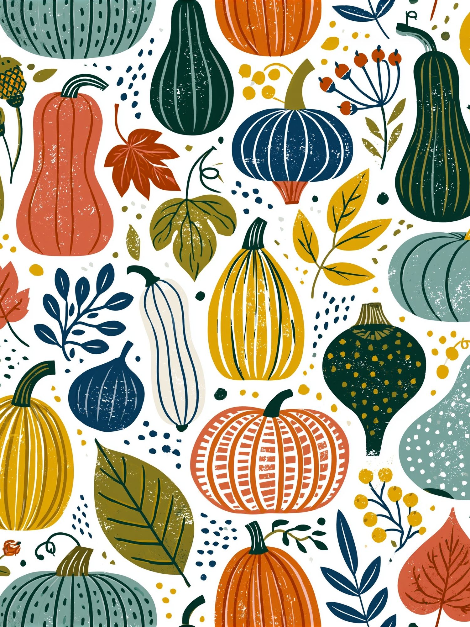 Autumn Pumpkins Botanical Print. poster detail