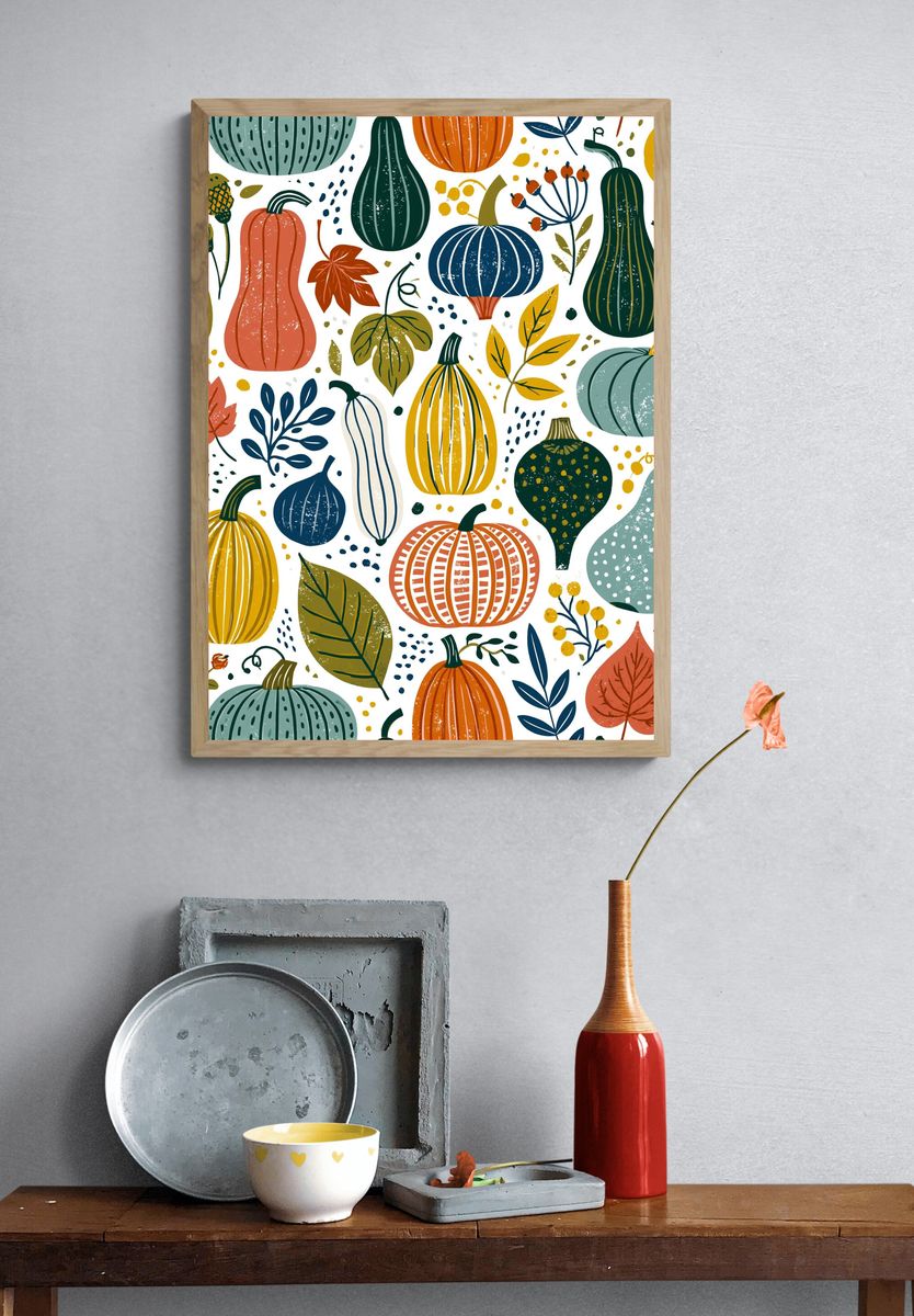 Autumn Pumpkins Botanical Print. — room view 3