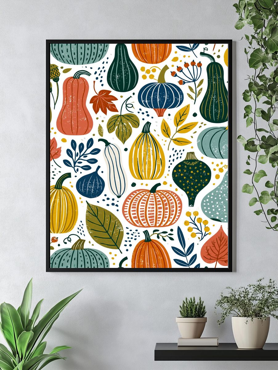 Autumn Pumpkins Botanical Print. — room view 4