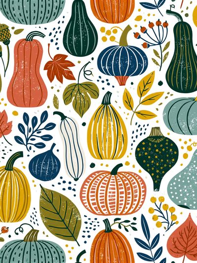Autumn Pumpkins Botanical Print. poster