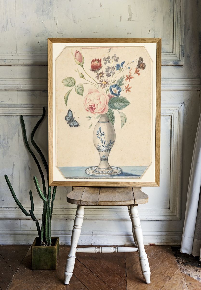 Floral Vase Watercolor Print. — room view 1