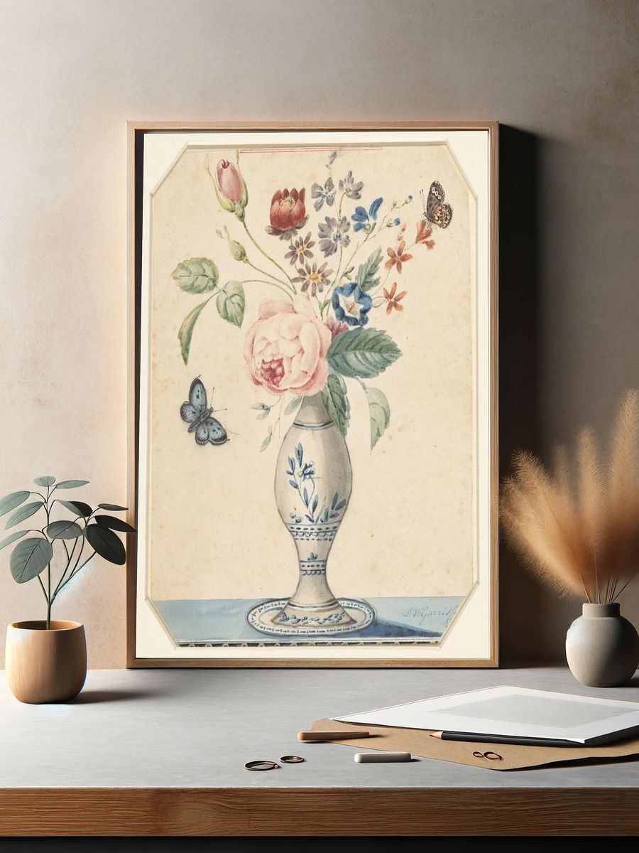 Floral Vase Watercolor Print. — room view 2