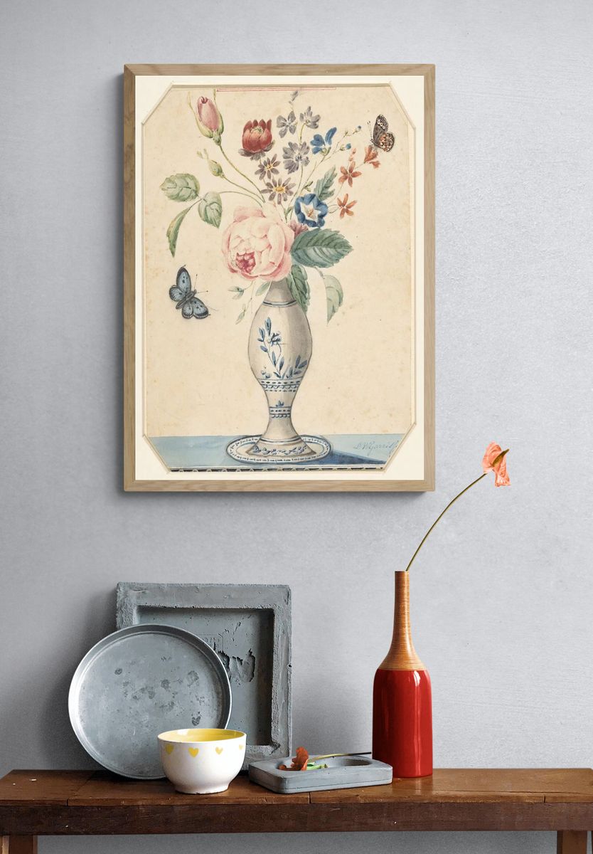 Floral Vase Watercolor Print. — room view 3