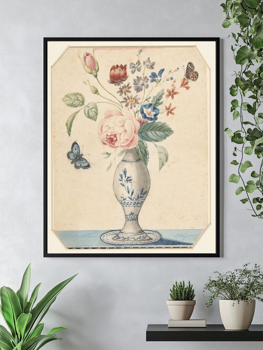 Floral Vase Watercolor Print. — room view 4