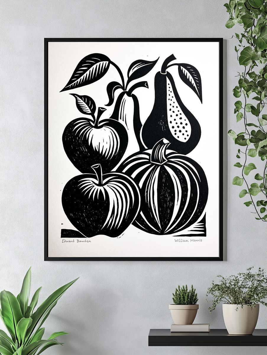 Black and White Fruit Botanical Print. — room view 4