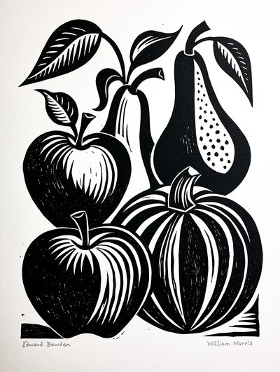 Black and White Fruit Botanical Print.