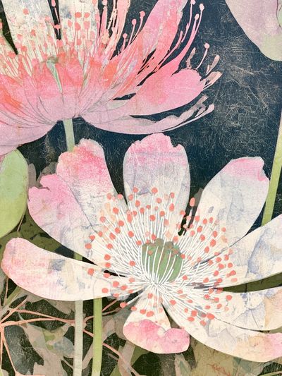 Pink Lotus Blooms Botanical Print.