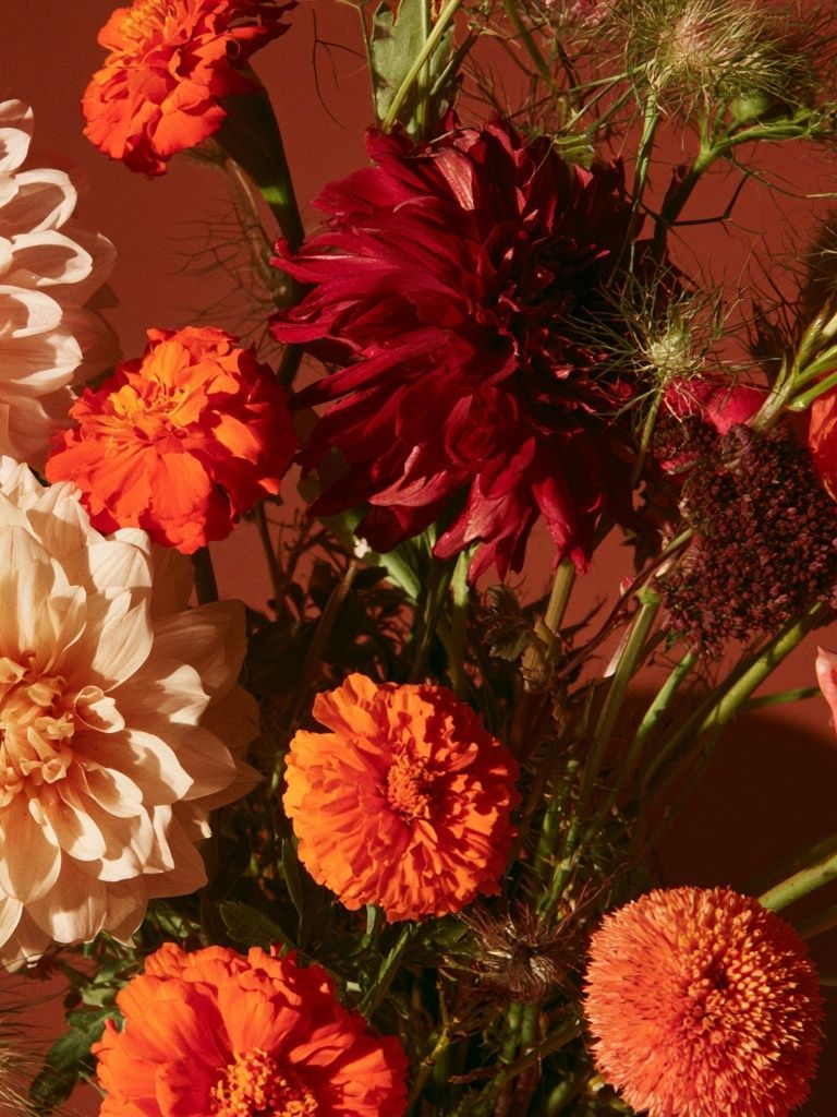 Autumn Dahlia Bouquet Print. poster detail