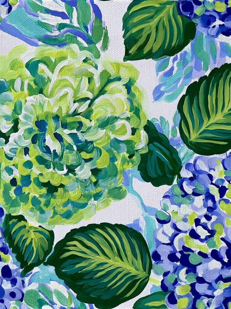 Tropical Hydrangea Botanical Print. poster detail
