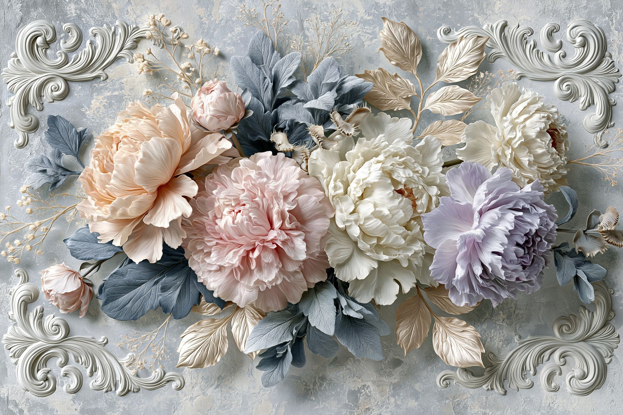Pastel Peony Bouquet Illustration Poster. poster detail