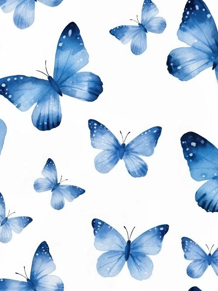 Blue Butterflies Watercolor Print. poster — botanical art