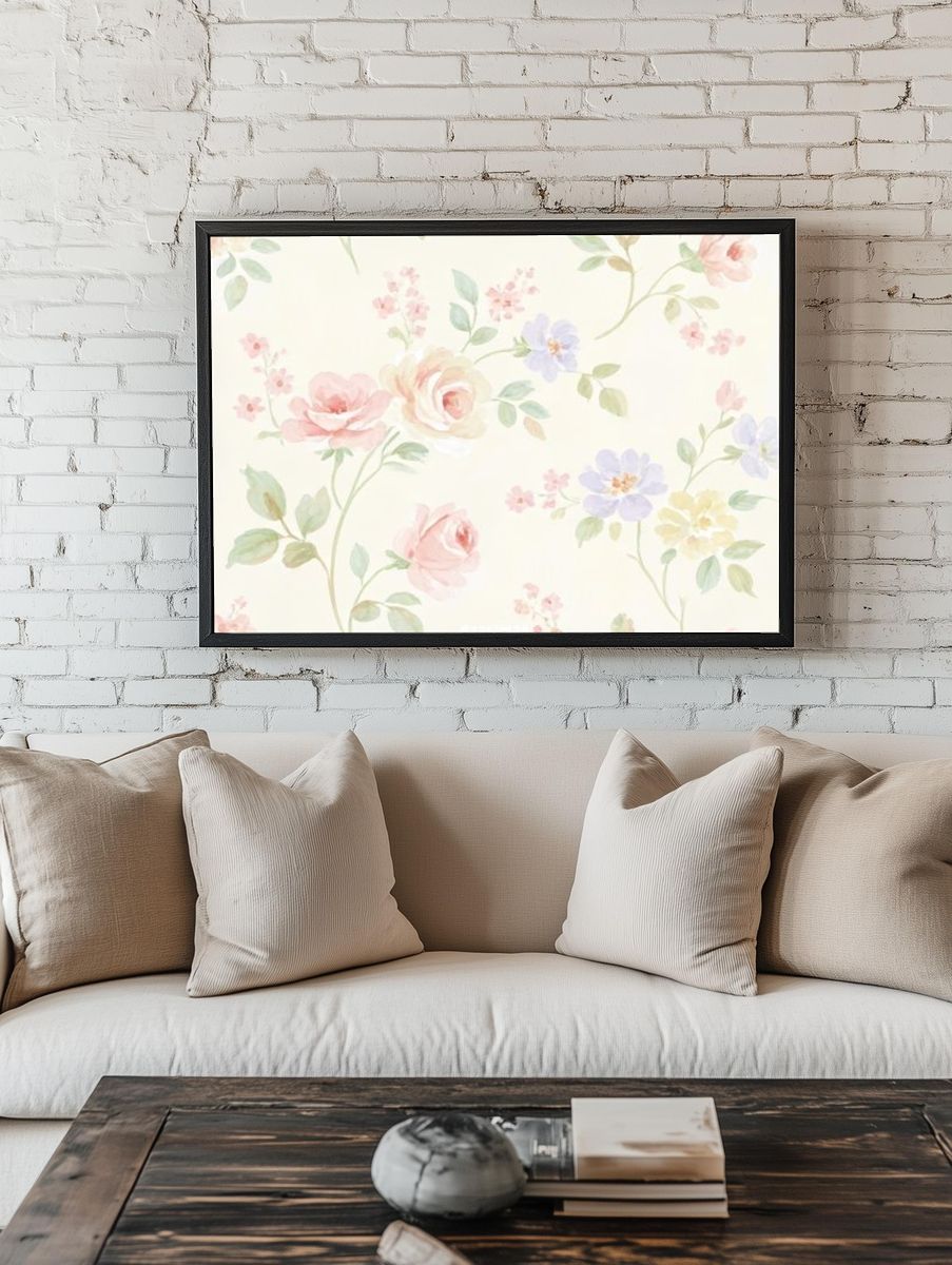 Pastel Floral Watercolor Poster. room preview