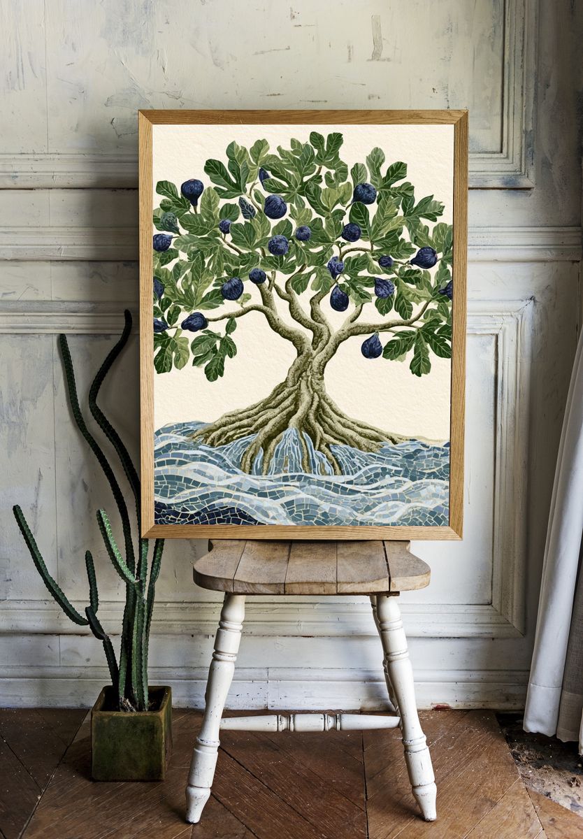 Fig Tree Mosaic Print. room preview