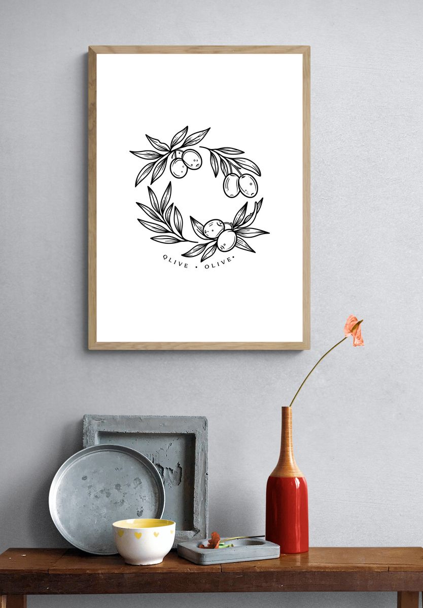 Olive Branch Line Art Print. — room view 3
