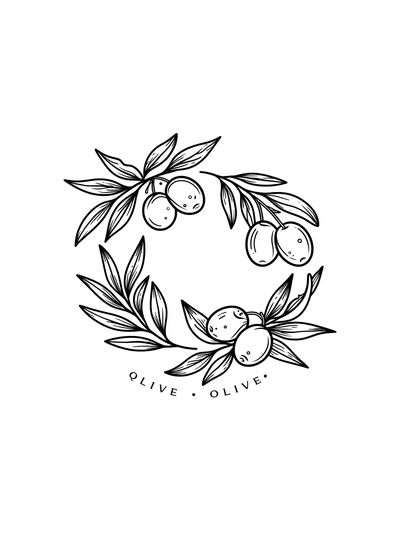 Olive Branch Line Art Print.