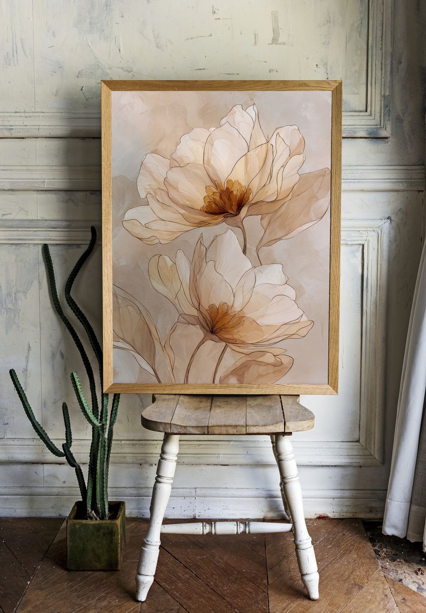 Soft Magnolia Blooms Botanical Print. — room view 1
