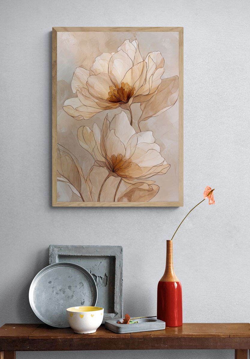 Soft Magnolia Blooms Botanical Print. — room view 3