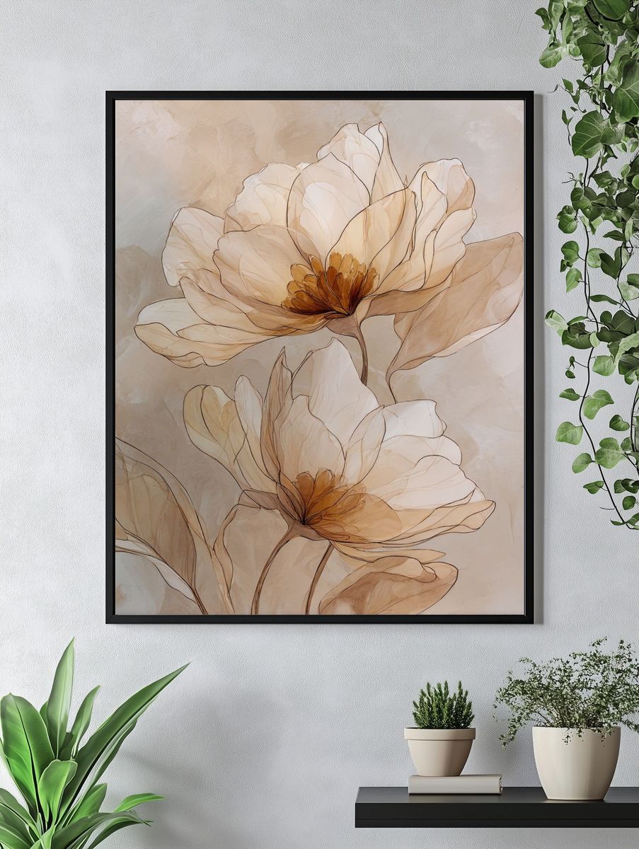Soft Magnolia Blooms Botanical Print. — room view 4