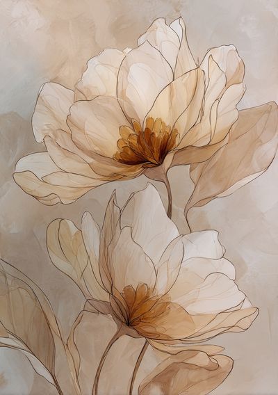 Soft Magnolia Blooms Botanical Print.