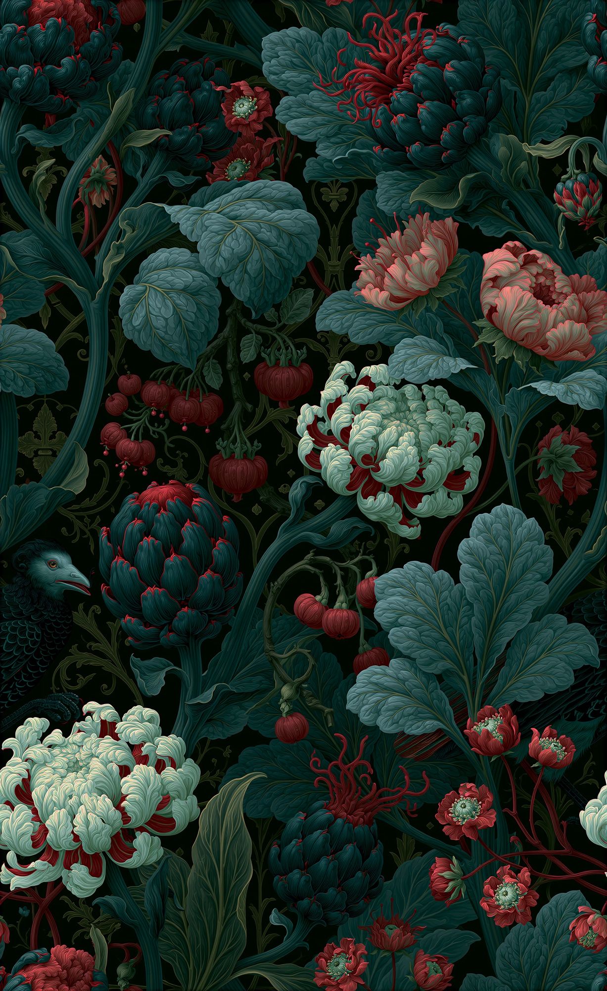 Dark Botanical Bloom Print. poster detail