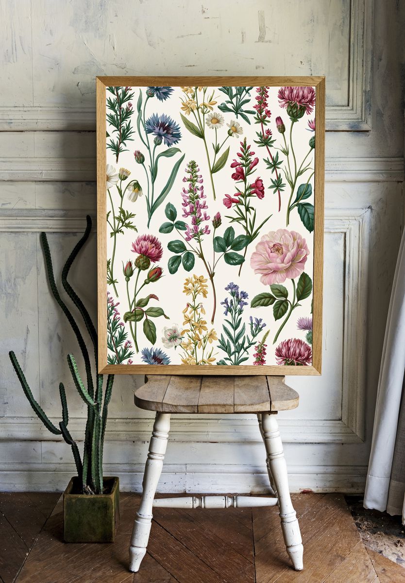 Wildflower Botanical Print. room preview
